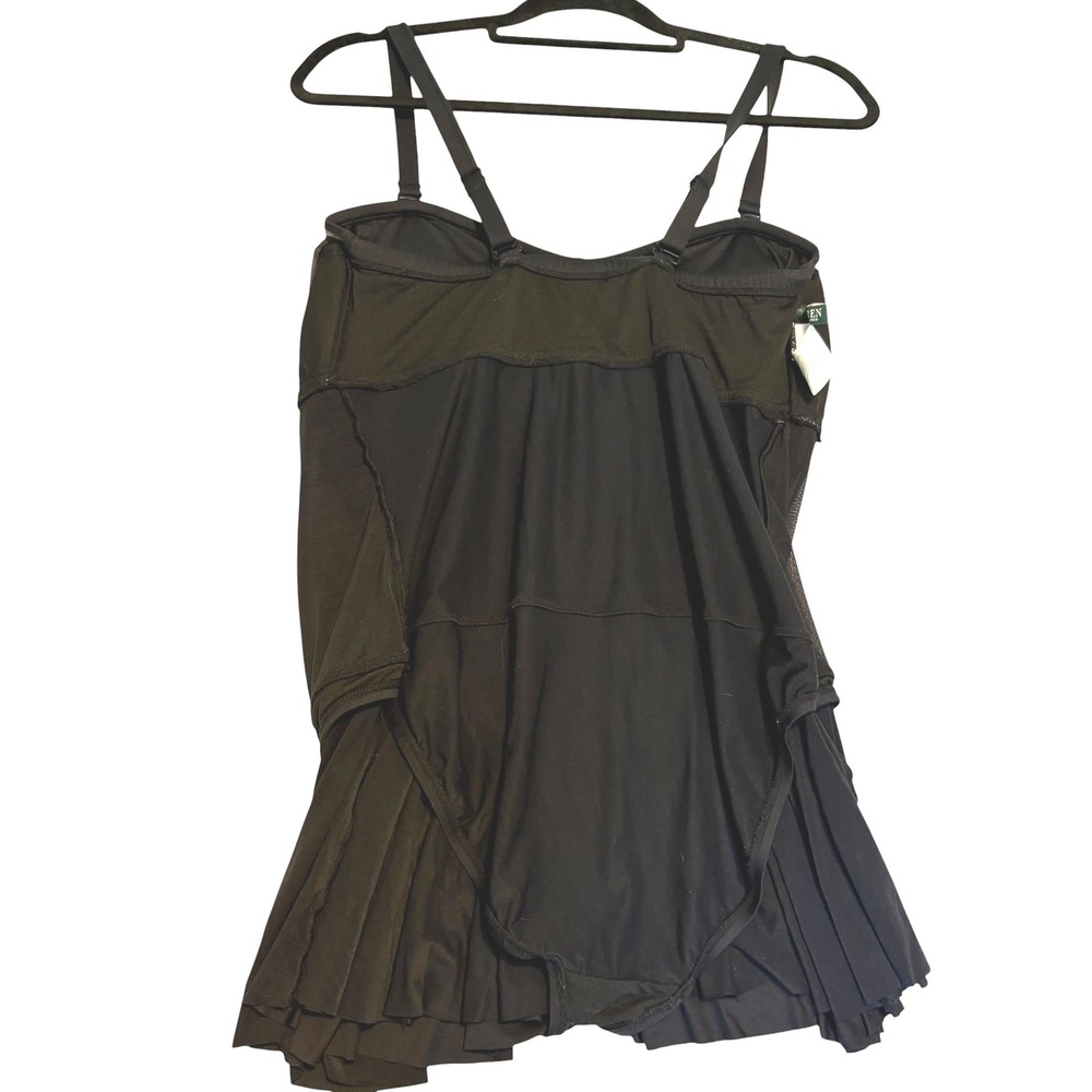 Lauren Ralph Lauren Swimdress 18W Black Ruched Tummy Control One Piece Women